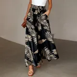 Damen Hosenrock Blumen Weites Bein Palazzohose Sommerhose Lange Hose Haremshose  – Bild 15