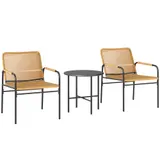 Outsunny 3-tlg. Rattan Bistroset, Sitzgruppe, Gartengarnitur Refurbished – Bild 4
