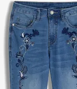 Damen Strech Jeans blue bleeched Stickerei Slim Fit Umschlag 36 bis 54 neu 72315 – Bild 2