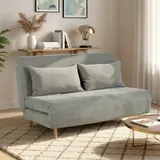 Schlafsofa, Klappbett mit Bettfunktion, Rückenkissen, Polstersofa mit Samtoptik – Bild 8