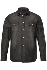JP 1880 Herren große Größen Jeanshemd Langarm Kentkragen Vintage Look – Bild 6
