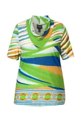 Ulla Popken Damen große Größen T Shirt Streifen Classic Wasserfallausschnitt – Bild 7