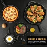 Gusseisen Pfanne Induktion Ø 16-30cm Eingebrannt Grillpfanne BBQ Bratpfanne Set – Bild 8