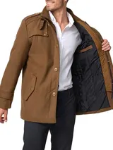 Indicode Herren Kurzmantel Brandon-Herrenmantel Wollmantel Parka Stehkragen – Bild 3
