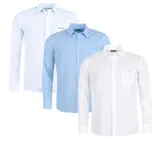 Pierre Cardin Herren Hemd Langarm Regular Fit – Freizeit & Business, Weiß/Blau – Bild 11