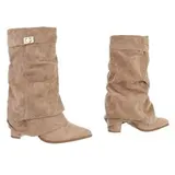 Damen Stiefel mit Reißverschluss Ital-Design 4218 in Hellbraun – Bild 4