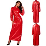 DE iEFiEL Damen Langarm Nachtkleid Metallic Kleid Wasserdichte Pyjamas  – Bild 8