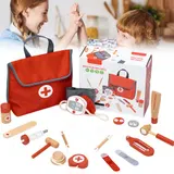 Kinder Arztkoffer Holz Doktorset mit Zubehör Spielzeug für Rollenspiel 3 Jahre – Bild 13