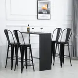 HOMCOM® Stapelbar Barhocker Bistrohocker mit Fußstütze Stapelbar Metall Schwarz 44 x 53 x 116 cm   Aosom – Bild 1
