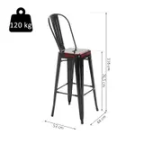 HOMCOM® Stapelbar Barhocker Bistrohocker mit Fußstütze Stapelbar Metall Schwarz 44 x 53 x 116 cm   Aosom – Bild 3