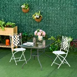 Outsunny Gartentisch, Balkontisch, Garten Beistelltisch, mit Glasplatte, Schirmloch, Hartglas + Metall, Carbongrau, 120 x 80 x 70cm   Aosom – Bild 3