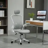 Vinsetto Bürostuhl ergonomischer Schreibtischstuhl mit Kopfstütze und Wippfunktion, höhenverstellbar in Grau, 65 x 64 x 114-122 cm   Aosom.de – Bild 3