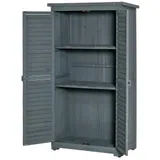 Outsunny Gartenschrank Holz geräteschuppen mit Ziegel-Asphaltdach Abschließbare Tür erhöhte Konstruktion Lamellentüren 87x46,5x160cm Grau   Aosom.de – Bild 1