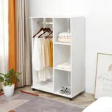 HOMCOM Mobiler Kleiderschrank Holzschrank Garderobenschrank Dielenschrank offen Weiß   Aosom – Bild 3
