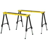 DURHAND 2er-Set Sägepferd Klappbare Arbeitsböcke rutschfest aus Stahl Gelb Schwarz 100 x 49 x 62-90 cm mit 100 kg Belastbarkeit   Aosom.de – Bild 1