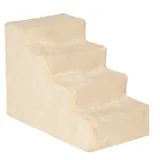 PawHut Haustiertreppe 4-stufige Hunderampe mit abnehmbarer Bezug Katzentreppe Hundetreppe Tiertreppe Spanplatte Plüsch Beige 60 x 35 x 44 cm   Aosom – Bild 1