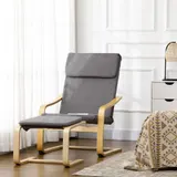 HOMCOM Relaxsessel mit Fußhocker Ohrensessel grau mit Armlehne und Leinenbezug für Wohnzimmer & Entspannung   Aosom.de – Bild 3