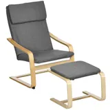 HOMCOM Relaxsessel mit Fußhocker Ohrensessel grau mit Armlehne und Leinenbezug für Wohnzimmer & Entspannung   Aosom.de – Bild 1