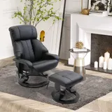 HOMCOM TV Sessel mit Liegefunktion, tiefe Polsterung, hohe Rückenlehne und Armlehnen, 360° Drehbar, Kunstleder, 76L x 80B x 102H cm, Schwarz   Aosom – Bild 3