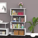 HOMCOM Standregal 4 Fächer Raumteiler Eckregal Wandregal Büroregal Weiß 80x30x145 cm   Aosom – Bild 3