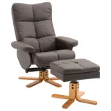HOMCOM Relaxsessel mit Hocker und Stauraum, Fernsehsessel mit Liegefunktion, 360° drehbar, PU Holzgestell, Braun 80x86x99cm für Komfort & Entspannung   Aosom.de – Bild 1