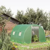 Outsunny Foliengewächshaus Polytunnel 3x3m, begehbar mit 4 Fenstern, Frostschutz, Stahlrohr, dunkelgrün für Gartenpflanzen   Aosom.de – Bild 3