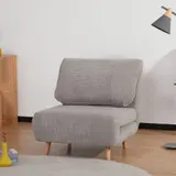 HOMCOM 2-in-1 Schlafsofa, Schlafsessel, verstellbar Klappmatratze, Gästebett, Klappbett, Cord-Optik für Schlafzimmer, Wohnzimmer, Hellgrau  Aosom – Bild 3