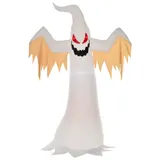 HOMCOM Halloween aufblasbares Gespenst 2,4 m mit LEDs IP44 selbstaufblasend Polyester in Weiß und Rot, perfekte Dekoration für Halloween   Aosom.de – Bild 1