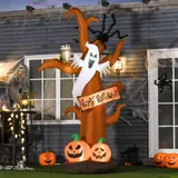 HOMCOM Aufblasbarer Halloween Baum Kürbis Deko Figur mit LED Beleuchtung 156 x 107 x 274 cm, Luftfigur aus Polyester für gruselige Dekoration   Aosom.de – Bild 3