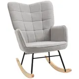 HOMCOM Schaukelstuhl Schwingsessel Akzentstuhl Wohnzimmersessel Relaxsessel, Belastbarkeit bis 120 kg, Berbervlies, Hellgrau 71 x 92 x 101 cm   Aosom – Bild 1
