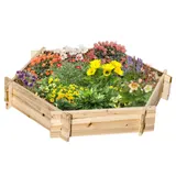 Outsunny Hochbeet sechseckig DIY Pflanzkübel Pflanzkasten aus Holz für Garten Balkon Natur 100 x 92 x 16 cm   Aosom – Bild 1
