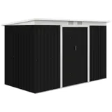 Outsunny Gerätehaus, Gartenhaus, Geräteschuppen mit Schiebetür, Lüftungsfenster, Pultdach, Outdoor, Stahl, Dunkelgrau, 280 x 130 x 172 cm   Aosom – Bild 1