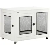 PawHut Hundekäfig mit Tischplatte, Kissen, 2 Türen, Hundehaus, Hundehütte, Hundebox Indoor, Beistelltisch, Weiß+Schwarz, 94 x 60 x 71,5 cm   Aosom – Bild 1