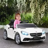 AIYAPLAY Kinderauto elektro mit Fernbedienung, LED-Scheinwerfern, Sicherheitsgurt, Hupe, Musik, Belastbarkeit 30 kg, ab 3 Jahren, Weiß   Aosom – Bild 3