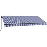 Outsunny Markise  4x3m Wandmontage Balkonmarkise mit Handkurbel, Sonnenschutz, Alu, Blau+Weiß  Aosom – Bild 1