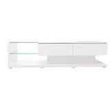 TV Schrank Weiss 170 cm mit LED-Beleuchtung und Glasregalen Modernes Design Weiss Schwarz Ausstehendes Design TVDresser Weiss   Aosom.de – Bild 3