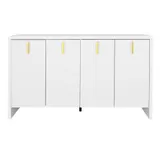 Sideboard Modernes Weiss mit Vergoldeten Griffen Verstellbar 140cm Verstellbaren Einlegeböden Flexibler Stauraum für Wohnzimmer   Aosom.de – Bild 3