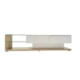 TV-Schrank 170cm Hochglanz Glasböden mit LED-Beleuchtung Modernes Landhausstil Weiß stabil geräumig für Fernseher bis 170cm stilvolles   Aosom.de – Bild 3