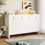 Sideboard Modernes Weiss mit Vergoldeten Griffen Verstellbar 140cm Verstellbaren Einlegeböden Flexibler Stauraum für Wohnzimmer   Aosom.de – Bild 1