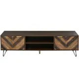 TV-Schrank, Lowboard mit robusten Eisenfüßen Stauraum Massivholzfurnier vergoldeten Griffen, 157 x 38 x 48 cm, Holzfarbe   Aosom.de – Bild 3