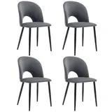 Esszimmerstühle, 4er Set gepolstert Samtoptik Rückenlehne Rautenmuster höhenverstellbar Stühle für Esszimmer,  47 x 44 x 84 cm, Grau   Aosom.de – Bild 1