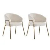 Esszimmerstühle, komfortable hochwertige Set 2 Lammlederoptik Stühle vergoldete moderne elegant bequem stilvoll, 49 x 48 x 78 cm, Weiß   Aosom.de – Bild 1