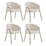 Esszimmerstühle, Set 4 moderne komfortable Lammlederoptik Weiß vergoldete Beine Stabile hochwertige Design Konstruktion 49x48x78 cm   Aosom.de – Bild 1