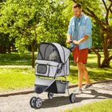 PawHut Hundewagen Hundebuggy Buggy Hunde Katzen mehrfarbig (Grau)   Aosom – Bild 3