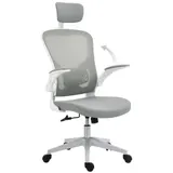 Vinsetto Bürostuhl ergonomischer Schreibtischstuhl mit Kopfstütze und Wippfunktion, höhenverstellbar in Grau, 65 x 64 x 114-122 cm   Aosom.de – Bild 1