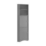 Badezimmerschrank 36x36x155 cm Eckschrank für Bad, zwei Ablagefächern, verstellbarem Einlegeboden, feuchtigkeitsresistent, Grau   Aosom.de – Bild 1