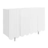 Sideboard tropfenförmige Türen, Moderner Design mit Regalen und Pufferscharnieren, Weiß,120x37,5x80,8 cm, tropfenförmige Schnitzerei   Aosom.de – Bild 3