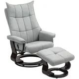HOMCOM Relaxsessel mit Hocker, Drehbar Fernsehsessel mit Liegefunktion, Wippfunktion, Liegesessel mit doppellagiger hoher Rückenlehne, Samtoptik, für Wohnzimmer, Schlafzimmer, Grau   Aosom – Bild 1