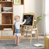 AIYAPLAY Kinderstaffelei - Doppelseitige Schiefertafel - Weiße Tafel Kreidetafel - Papierrolle + 2 integrierte Aufbewahrungskörbe - massives Naturkiefernholz   Aosom – Bild 3