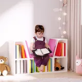 HOMCOM Bibliothek Bank 2 in 1 Design Zeitgenössisch 6 Fächer 3 Kissen inklusive 102L x 30B x 61H cm Weiß Rosa   Aosom – Bild 3